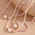 Colorful Beads Freshwater Pearl Necklace Stainless Steel Ball Beaded Party Gift 5