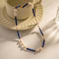 Natural Stone Handmade Beaded Pearl Necklace 18K PVD Coated Waterproof Stainless Steel 4