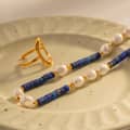 Natural Stone Handmade Beaded Pearl Necklace 18K PVD Coated Waterproof Stainless Steel 5