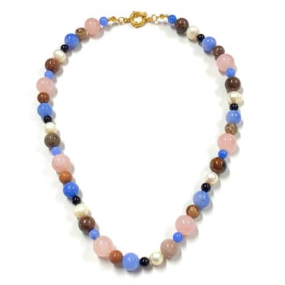 Natural Stone Handmade Beaded Pearl Necklace Colorful detail 1