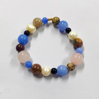 Natural Stone Handmade Beaded Pearl Necklace Colorful detail 3