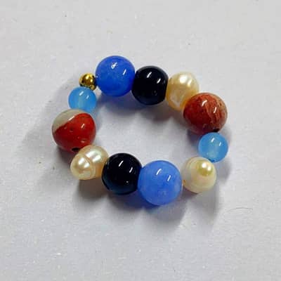 Natural Stone Handmade Beaded Pearl Necklace Colorful detail 4