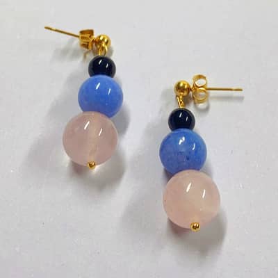 Natural Stone Handmade Beaded Pearl Necklace Colorful detail 5