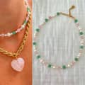 Natural Stone Handmade Beaded Pearl Necklace Colorful 6