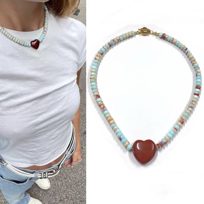 Natural Stone Handmade Beaded Colored Natural Stone detail 2