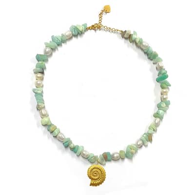 Ocean Series Natural Stone Pearl Necklace Conch Stainless Steel Pendant detail 1