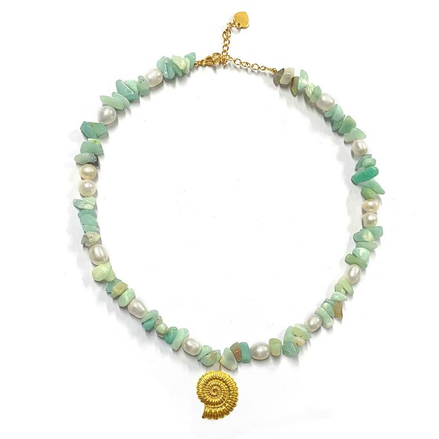 Ocean Series Natural Stone Pearl Necklace Conch Stainless Steel Pendant - main
