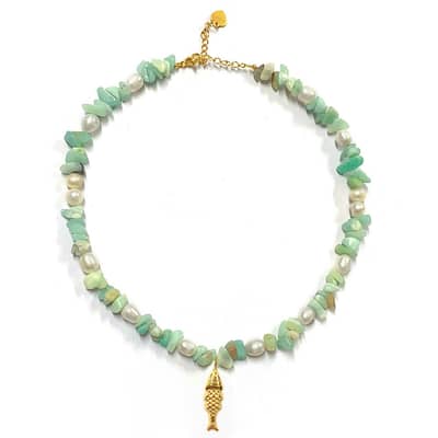 Ocean Series Natural Stone Pearl Necklace Conch Stainless Steel Pendant detail 2