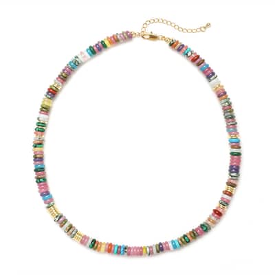 Natural Stone Colored Handmade Beaded Necklace detail 1