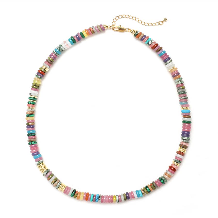 Natural Stone Colored Handmade Beaded Necklace - main