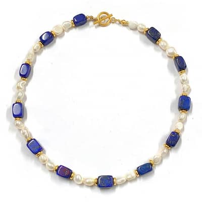 Natural Stone Handmade Beaded Pearl Necklace Blue Ocean Series detail 1
