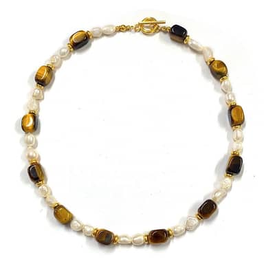 Natural Stone Handmade Beaded Pearl Necklace Blue Ocean Series detail 2