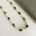 Natural Stone Handmade Beaded Pearl Necklace Blue Ocean Series 6