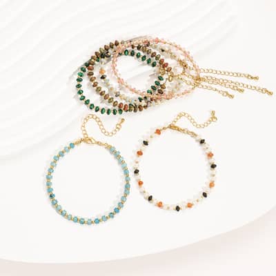 Natural Stone Stainless Steel Beaded Bracelet detail 4