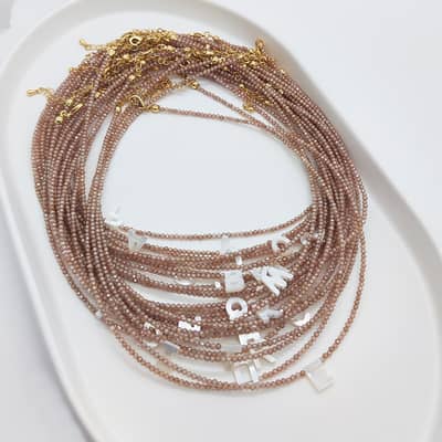 Zircon Beads Natural Shell Letter Beads Necklace Handmade Personalized Name Initial detail 2