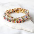 Vintage Colorful Natural Seashell Stone Handmade Woven Stacked Beads Bracelet 3