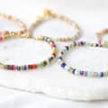 Vintage Colorful Natural Seashell Stone Handmade Woven Stacked Beads Bracelet 5