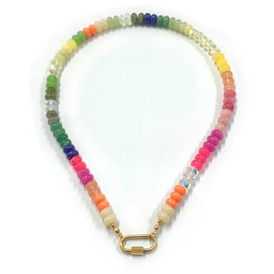 Ocean Rainbow Natural Stone Necklace Handmade Color Beaded detail 1