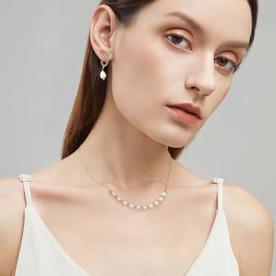 925 Sterling Silver Pendant Beaded Pearl Necklace Chain detail 3