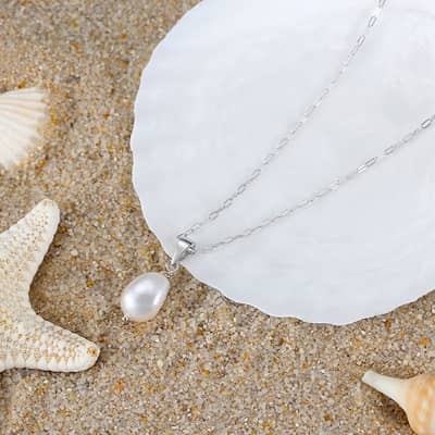 Elegant Single Pearl 925 Sterling Silver 14K Gold Plated Clavicle Chain Pearl Pendant Necklace detail 2