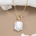 Square Freshwater Pearl Rectangular Toggle Clasp Baroque Pearl Sterling Silver 925 Necklace 1