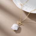 Square Freshwater Pearl Rectangular Toggle Clasp Baroque Pearl Sterling Silver 925 Necklace 2
