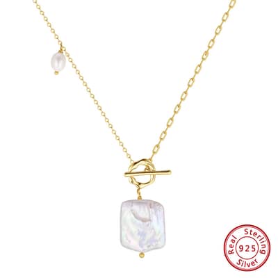 Square Freshwater Pearl Rectangular Toggle Clasp Baroque Pearl Sterling Silver 925 Necklace detail 5