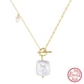 Square Freshwater Pearl Rectangular Toggle Clasp Baroque Pearl Sterling Silver 925 Necklace 5