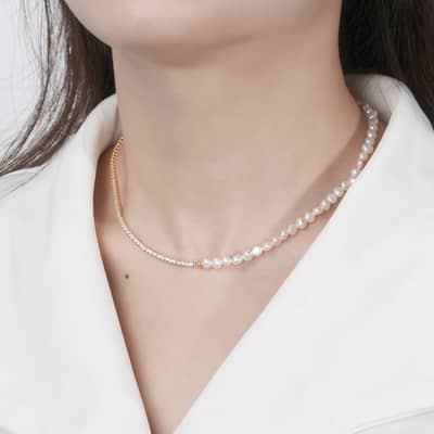 Mix Style Freshwater Pearl Chain 925 Sterling Silver Zircon Tennis Choker Necklace detail 2