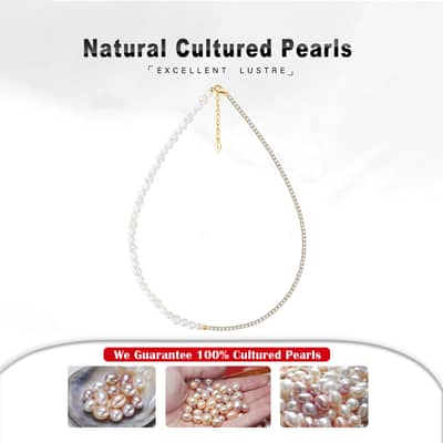 Mix Style Freshwater Pearl Chain 925 Sterling Silver Zircon Tennis Choker Necklace detail 4