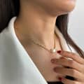French Elegant 14K Gold Plated Bead Single Pearl Pendant Statement Necklace 3