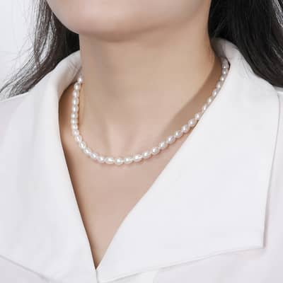 Elegant Natural Freshwater Pearl Choker Dainty Pearl Strand Party Necklace detail 2