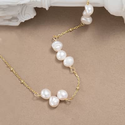 Personalized Beaded Freshwater Pearl Choker Irregular Baroque Pearl Necklace detail 3