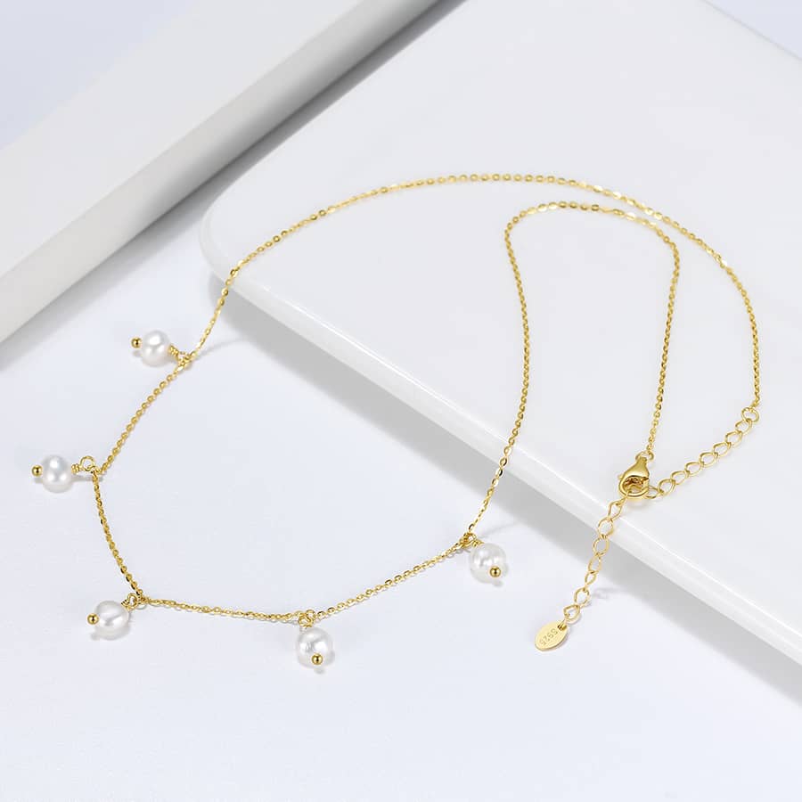 Natural Freshwater Pearl Clavicle Simple Choker Adjustable Necklace - main