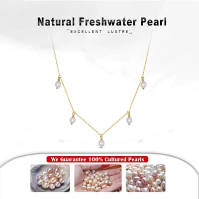 Natural Freshwater Pearl Clavicle Simple Choker Adjustable Necklace detail 4