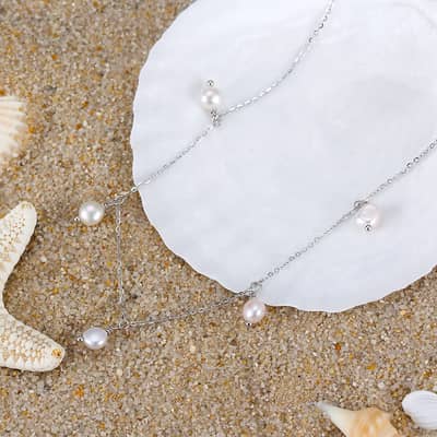 Natural Freshwater Pearl Clavicle Simple Choker Adjustable Necklace detail 5