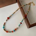 Natural Stone Handmade Beaded Necklace Bohemian Turquoise Beaded 1