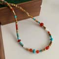 Natural Stone Handmade Beaded Necklace Bohemian Turquoise Beaded 2