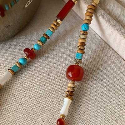 Natural Stone Handmade Beaded Necklace Bohemian Turquoise Beaded detail 4