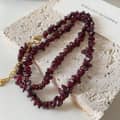 Natural Stone Handmade Beaded Necklace Elegant Red Irregular Bracelet Jewelry Set 4