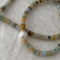 Natural Stone Handmade Beaded Pearl Necklace Elegant Color Natural Stone 3