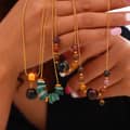 Natural Stone Handmade Beaded Stainless Steel Necklace 18K PVD Coated Waterproof 4