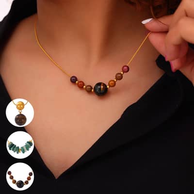 Natural Stone Handmade Beaded Stainless Steel Necklace 18K PVD Coated Waterproof detail 5