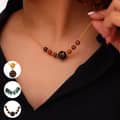 Natural Stone Handmade Beaded Stainless Steel Necklace 18K PVD Coated Waterproof 5