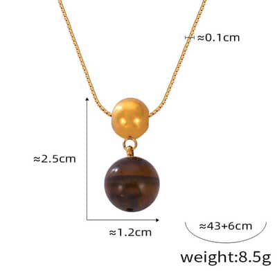 Natural Stone Handmade Beaded Stainless Steel Necklace 18K PVD Coated Waterproof detail 6