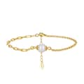 Freshwater Pearl Paperclip Spliced Chain Bracelet, 925 Sterling Silver 14K Gold Plated 1