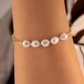 14K Gold Plated PVD Gold Plated Chain 925 Sterling Silver Baroque Shape Pearl Bracelet Set 3