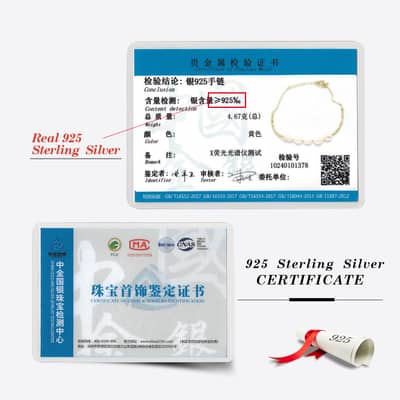 14K Gold Plated PVD Gold Plated Chain 925 Sterling Silver Baroque Shape Pearl Bracelet Set detail 6