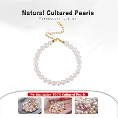 Freshwater Pearl Bracelet, 925 Sterling Silver, White Pearl Small Bead detail 5