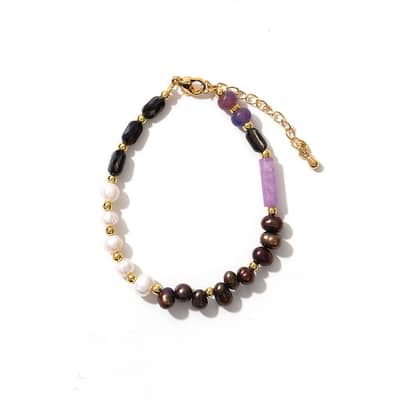 Bohemian Geometric Natural Stone Pearl Handmade Beaded Bracelet detail 1